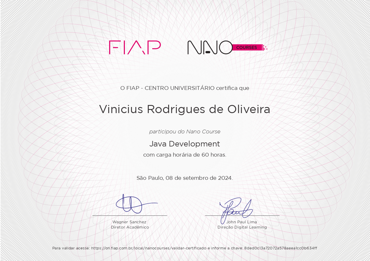 Vinicius Rodrigues De Oliveira - Desenvolvedor Java Júnior em formação ...
